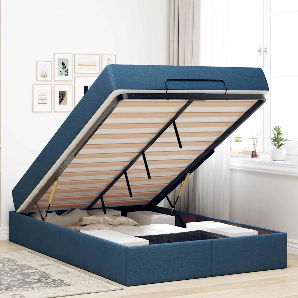 vidaXL Struttura del letto con materasso Blu 120 x 200 cm Tessuto