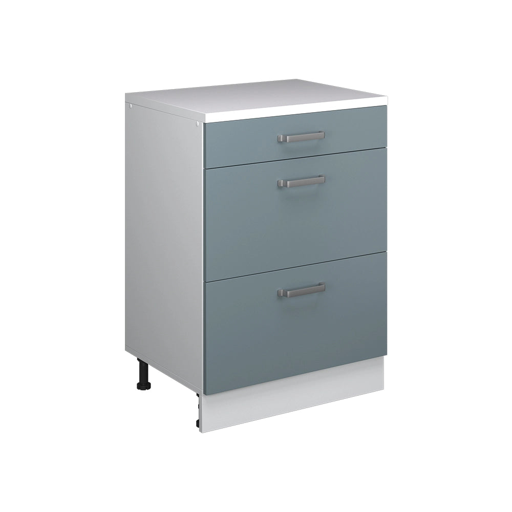 Mobile per mansarda Rion Grigio-blu/Bianco 60 x 83.8 cm senza inclinazione con 3 cassetti Vicco