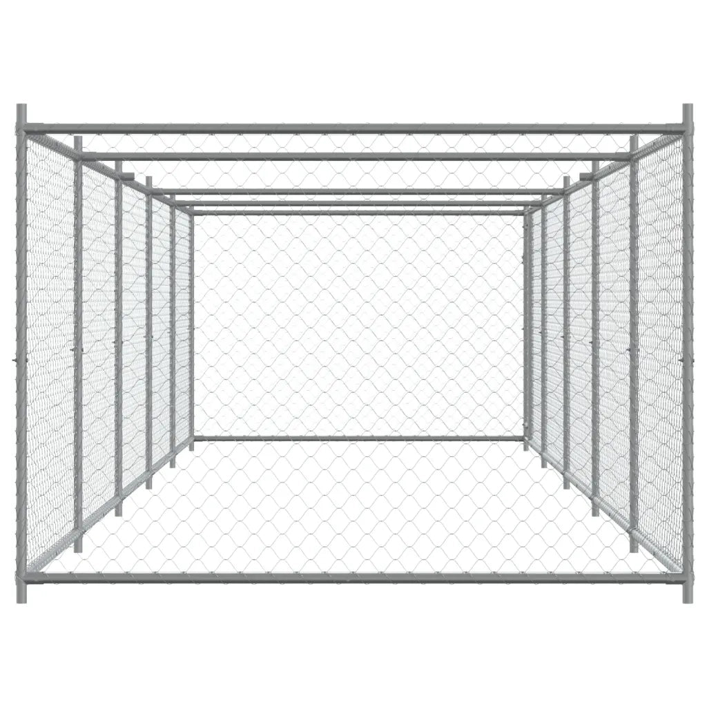 Gabbia per Cani con Porta Grigia 10x2x1,5 m in Acciaio Zincato 3209581