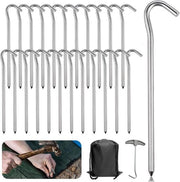 Peghi da tenda in alluminio stabile da 18 cm con corda riflettente - Ideali per campeggio in giardino pesca - Argento
