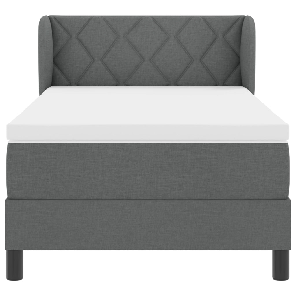 Letto Box Spring con Materasso Grigio Scuro 90x200 cm Tessuto