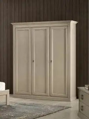 Armadio mod idea in legno Shabby chic grigio anticato 3 ante con casettiera interna