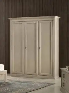 Armadio mod idea in legno Shabby chic grigio anticato 3 ante con casettiera interna