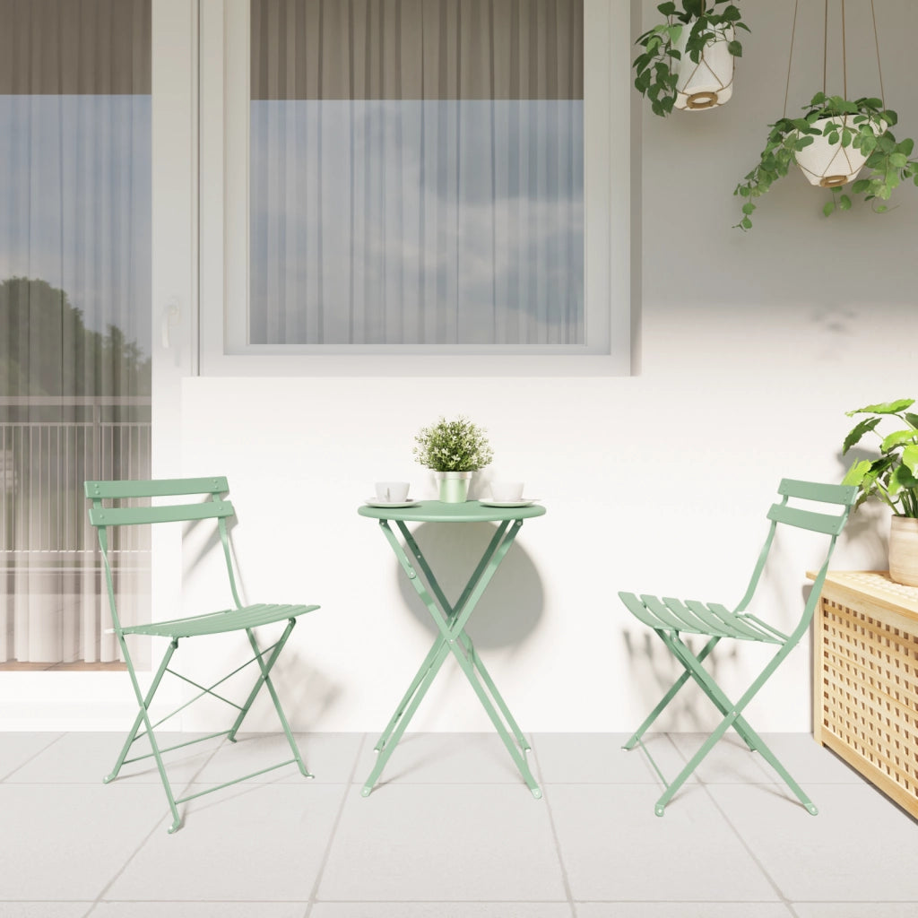 Sdraio da Giardino Pieghevoli 2 pcs Verde Chiaro Acciaio