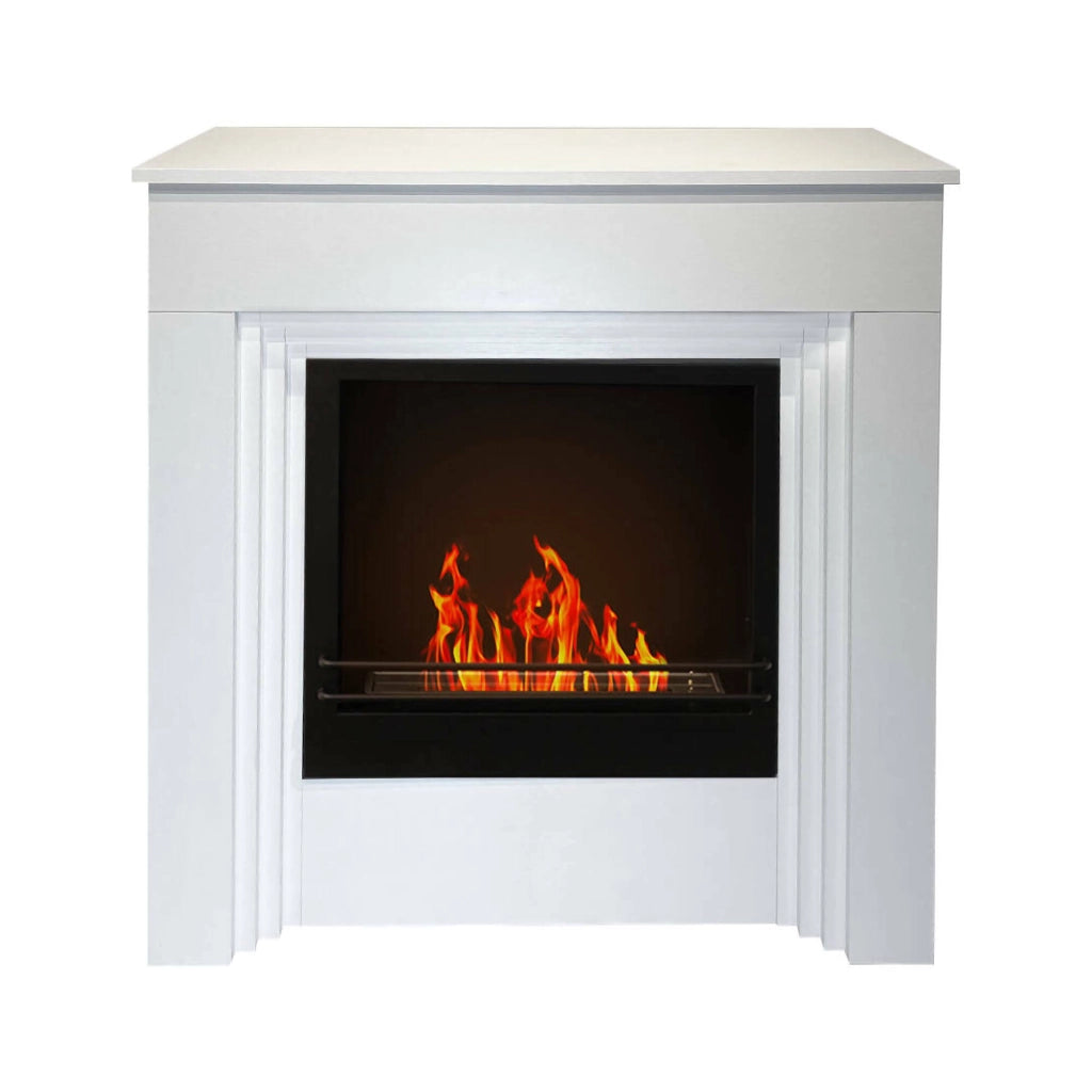 Camino a bioetanolo Kinsasa, Caminetto ecologico, Focolare senza fumo, Riscaldatore ad etanolo, Made in Italy, 96x35 h96 cm, Bianco
