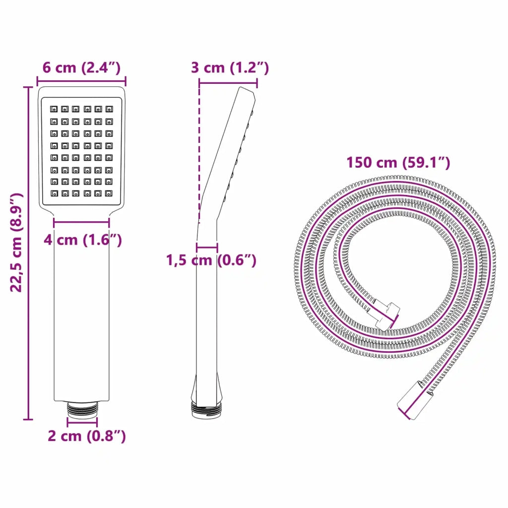 Set di doccia con soffione Nero 150 cm Acciaio Inox CFW4583781