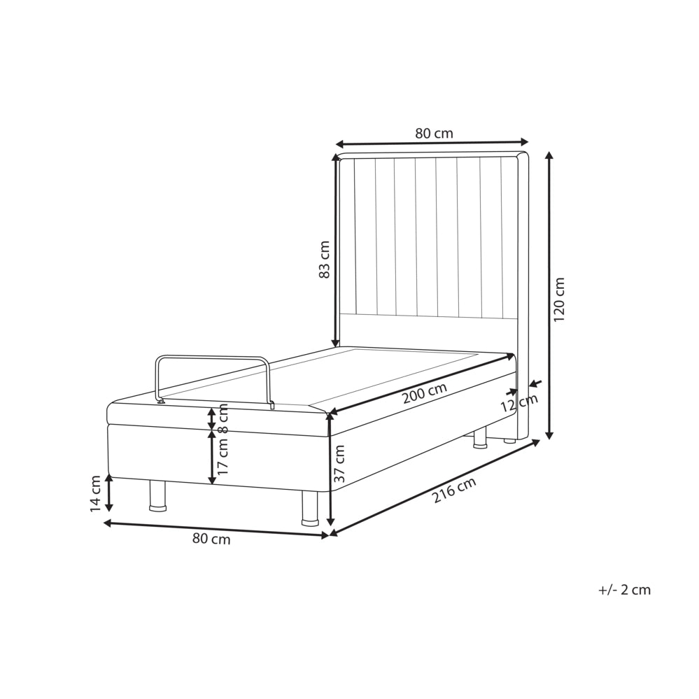 Letto Tessuto Beige chiaro Elettrico Regolabile con Telecomando 80 x 200 cm