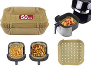 Pannello per airfryer, set, 20 x 20 cm, carta da forno quadrata, rivestimento antiscorrosione e compostabile in biologico