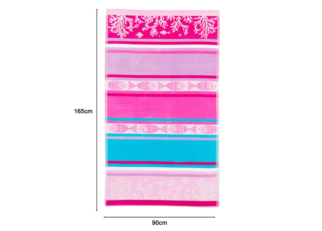 Telo Mare Jacquard Spugna Asciugamano Spiaggia Disegno Malta - Telo Mare - Rosso-Beige