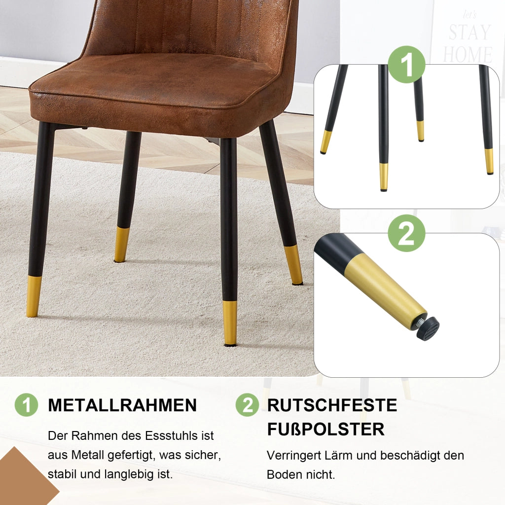 SEDIA da pranzo Set da 2 pezzi Marrone/Nero in tessuto tecnico e metallo