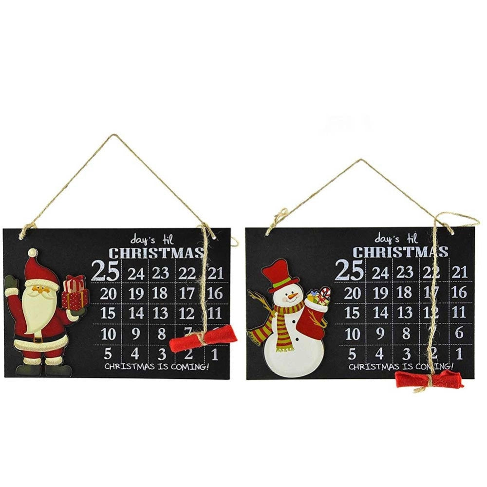 Trade Shop - Calendario Avvento Lavagna Con Gessetto In Legno 2 Modelli Decorazioni Natalizie -