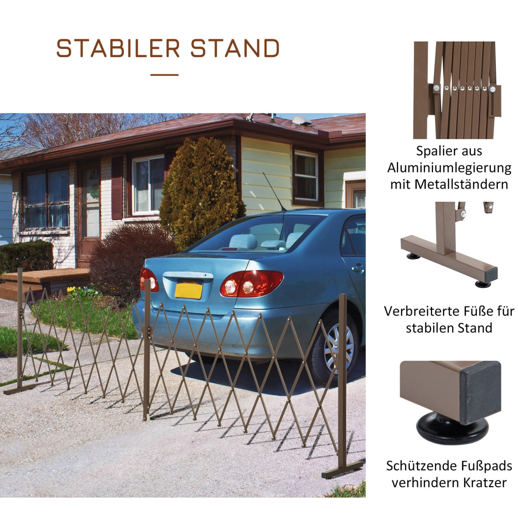 DESMIU Cancello a Forbice Estensibile per Giardino, Terrazza e Balcone, in Alluminio, Marrone Scuro