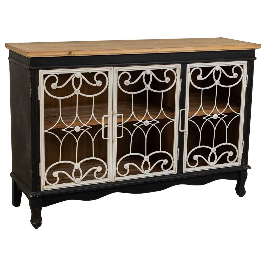Credenza in legno e metallo nero 120x36x80,5h