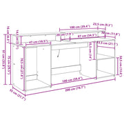 Scrivania Rovere Nero 200x55x91 cm Legno ingegnerizzato