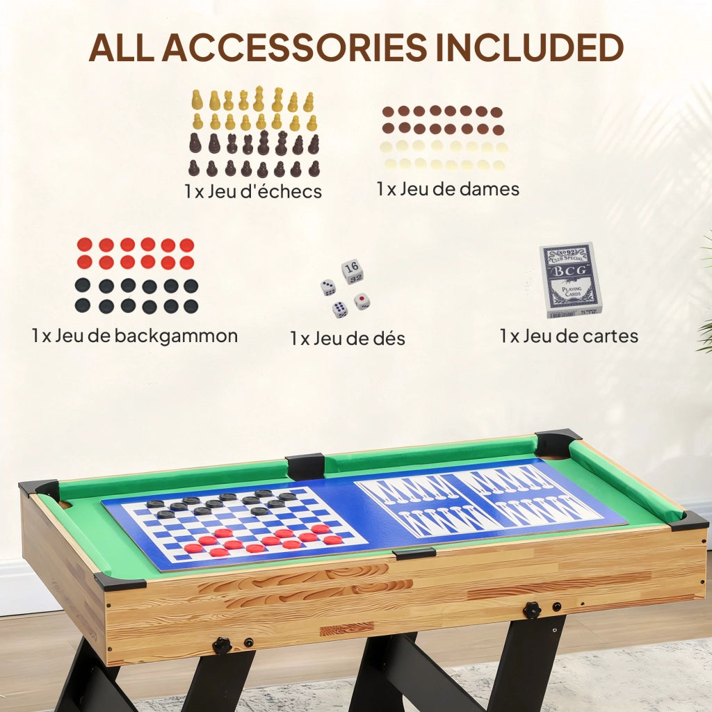 Tavolo multigioco 13 in 1 pieghevole ¨C zephmum ¨C 120x106x82 cm noce chiaro