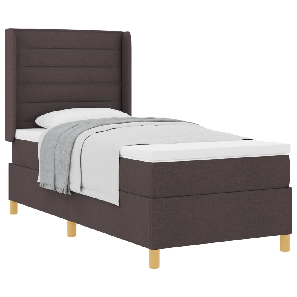 Letto a molle con materasso Marrone Scuro 100 x 200 cm Tessuto