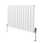 Radiatore a colonna ovale e valvole cromate TRV Designer bianco 600 mm x 780mm
