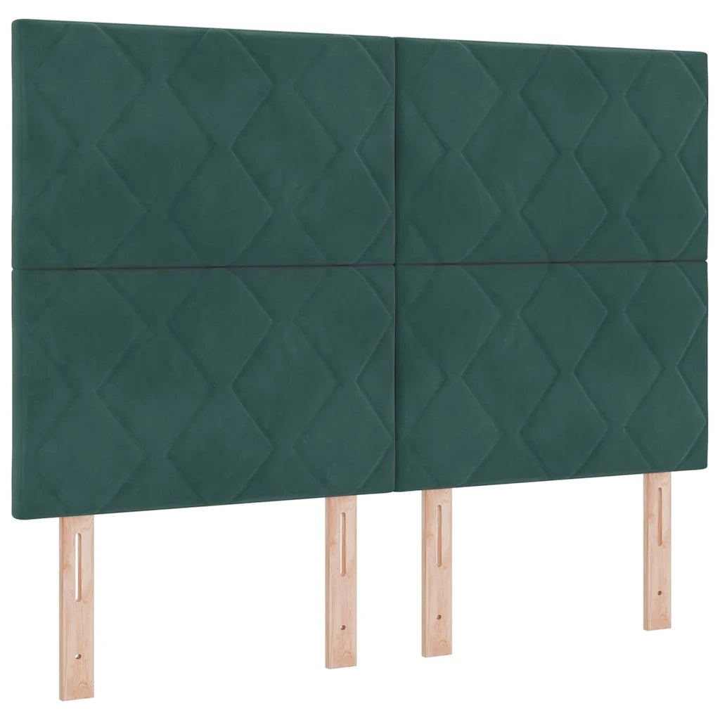 Letto a molle con strisce LED Verde Scuro 140 x 200 cm Velluto 3343925