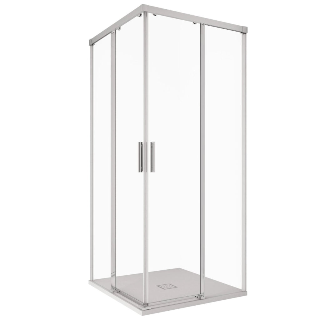 Box doccia due lati scorrevole trasparente 6mm h195cm unico, misura 90x90