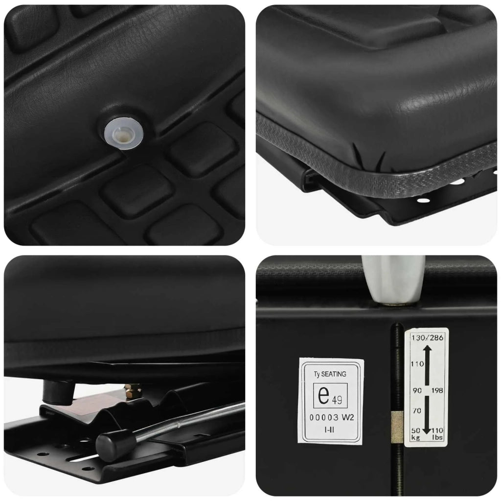 Sedile per trattore con sospensione Nero 39,5 x 52 x 43 cm CFW4958952