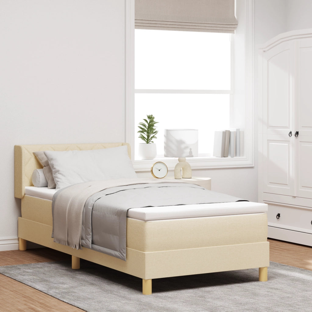 Letto con Box Spring e Materasso Crema 100x200 cm Tessuto