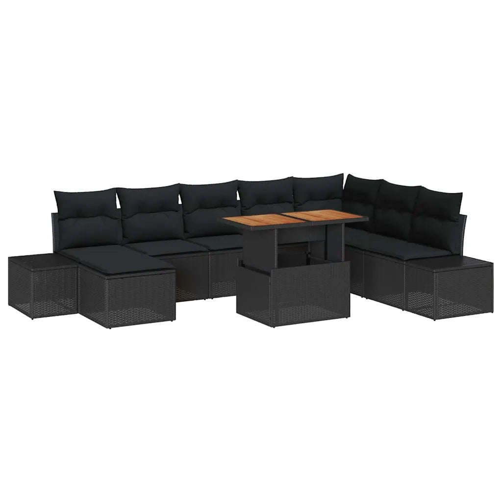 Set Divano da Giardino con archiviazione 9 pcs Nero Poly Rattan 3358739