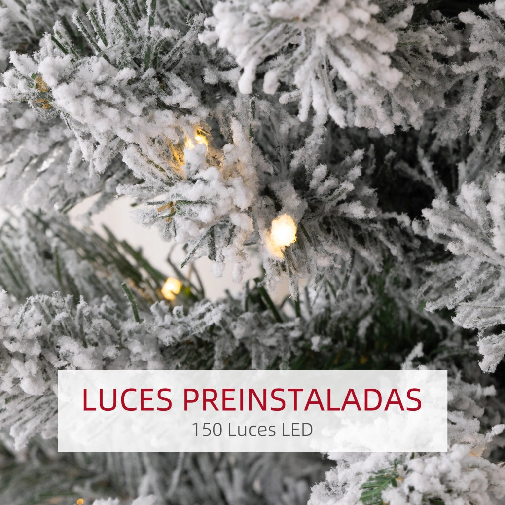 Albero di Natale Artificiale ¨C zephmum ¨C Bianco Verde 180 cm 150 Luci LED