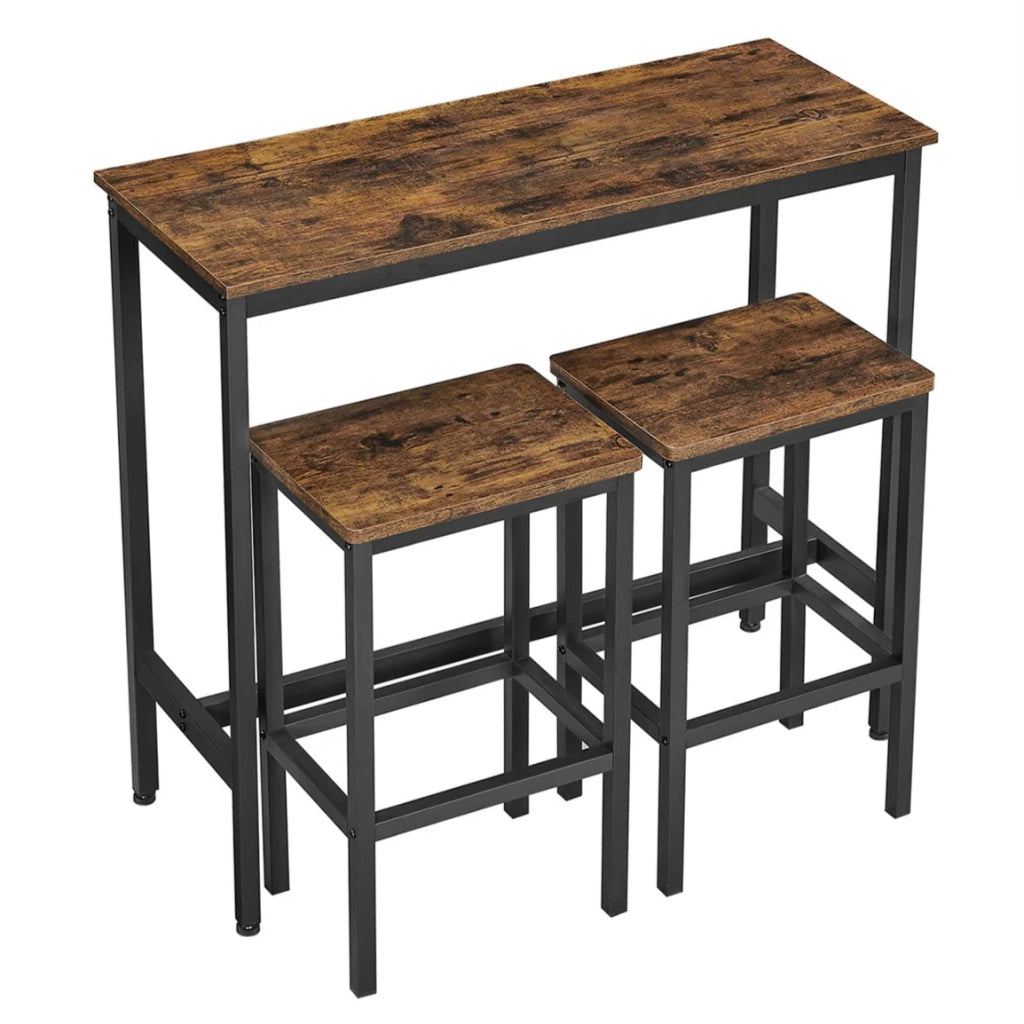 Set tavolo da pranzo tavolo da bar e sgabelli da bar tavolo alto e sgabello 100 x 40 x 90 cm struttura in acciaio stile industriale marrone 12_0005430