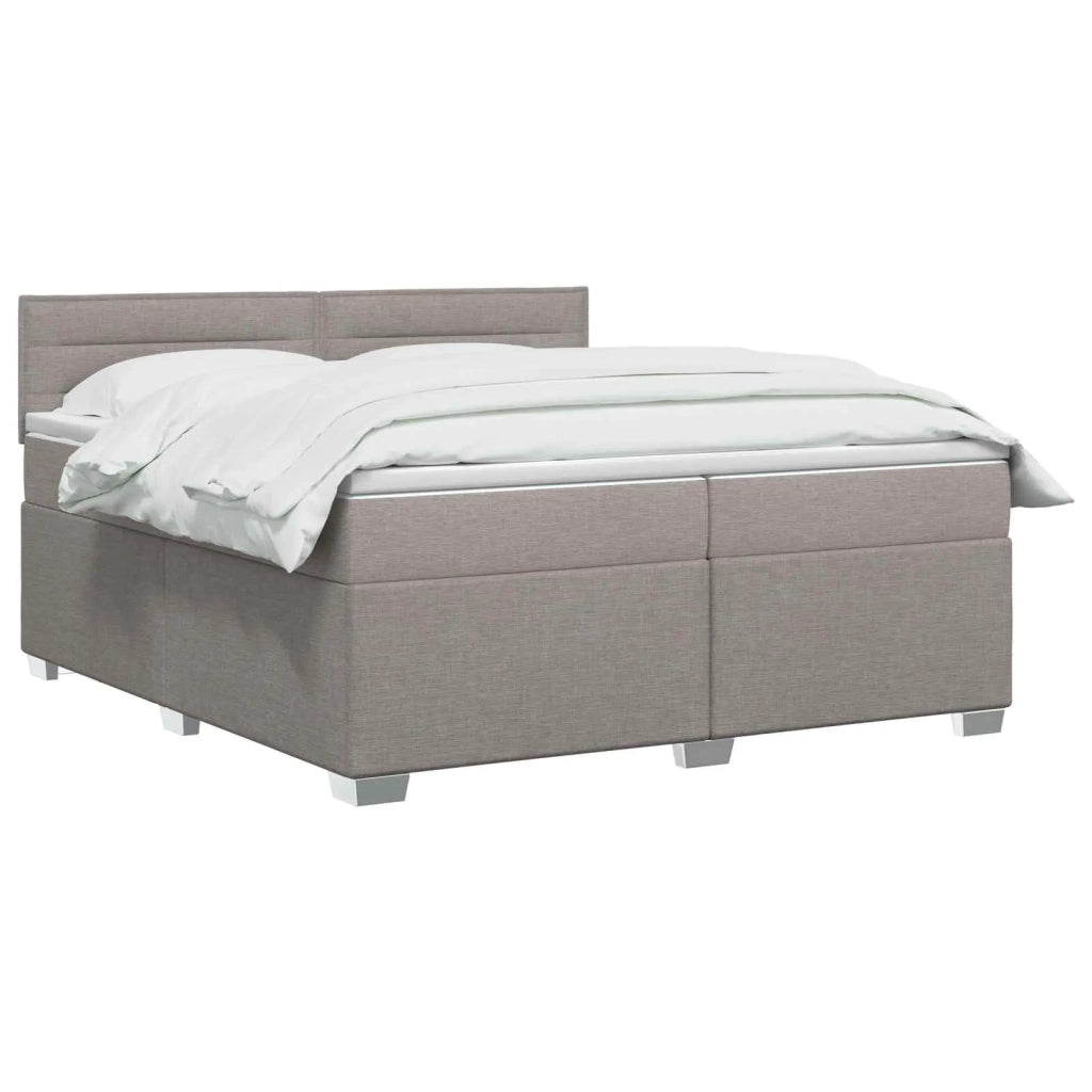 Letto box spring con materasso Tortora 200 x 200 cm Tessuto 3450555
