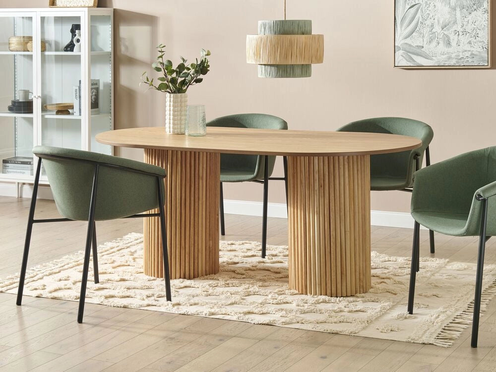 Tavolo da pranzo in legno di frassino naturale, piano in MDF, gambe in legno di gomma 180 x 100 cm Stile rustico moderno