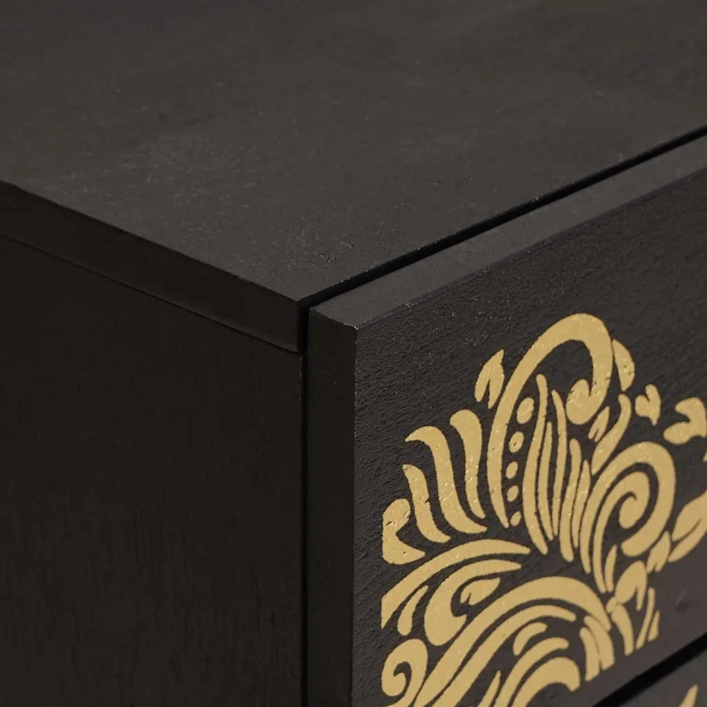Comodino | Armadio da Notte | Mobiletto da notte con porta Nero 50 x 33 x 60 cm Legno di mango massello