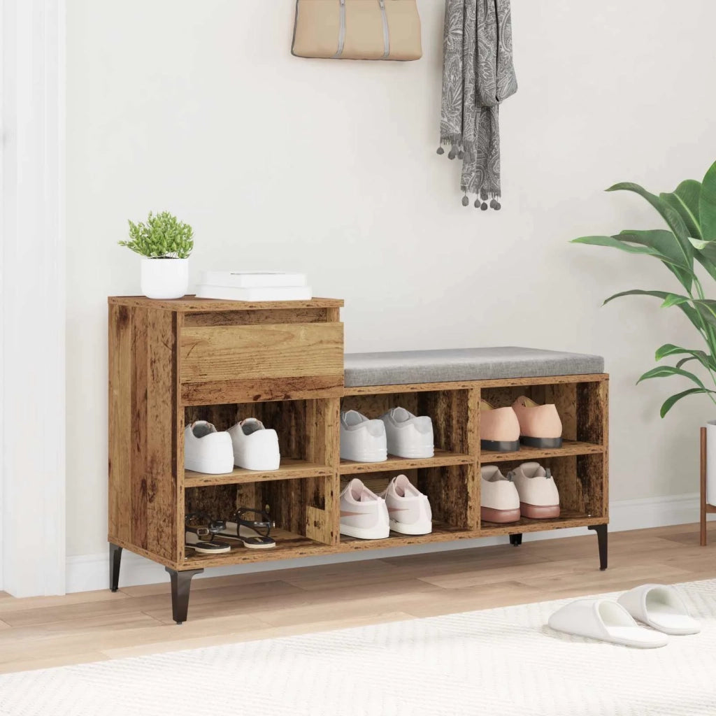 Mobile per scarpe con cassetto Legno vecchio 102 x 36 x 60 cm