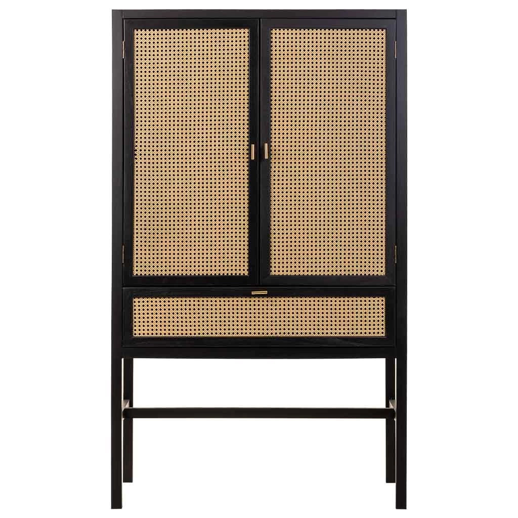 Mobile in legno nero e rete 97x47x167h