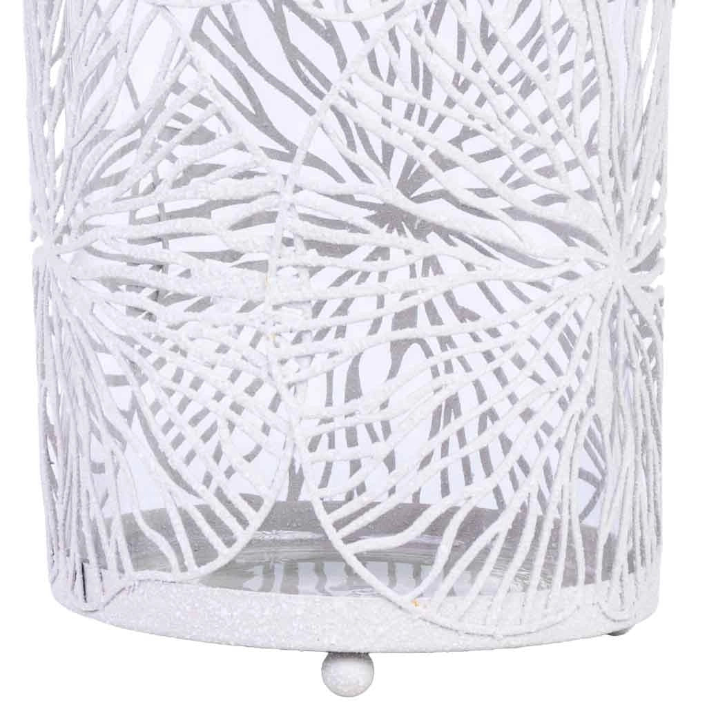Portacandele in metallo bianco 13,5x13,5x27h cm