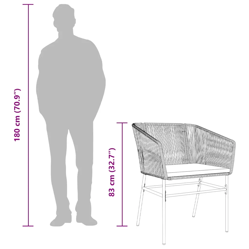 Set da Pranzo da Giardino 3 pz | Set Salotto da Giardino con Cuscini Polyrattan Vetro