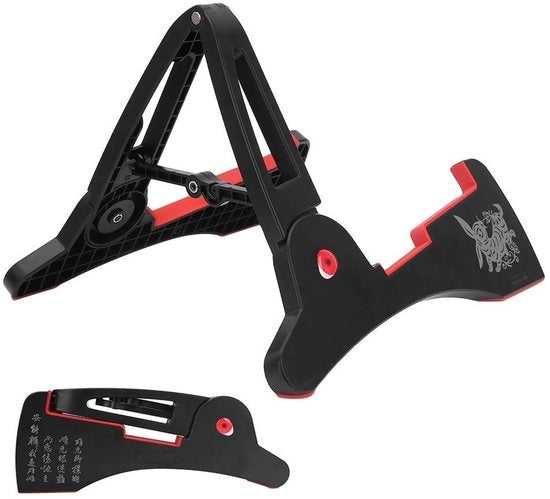 Sostegno per Chitarra - Sostegno Portatile a Scomparsa per Chitarra - Stabile e Compattibile - Nero - Adatto per Chitarre Acustiche e Elettriche - Ideale per Tutto il Giorno