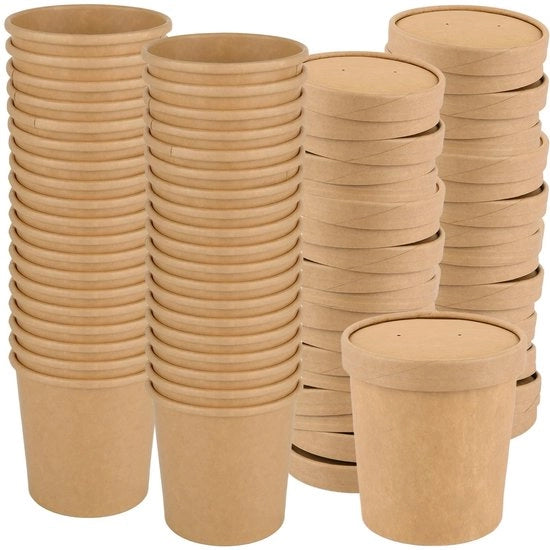 Serie di Tazze di Cucina in Cartone 480 ml - 50 pezzi - Tazze di Cartone - Carta di Cellulosa - Tazze di Cucina Isolanti - Tazze di Cucina per Cibo