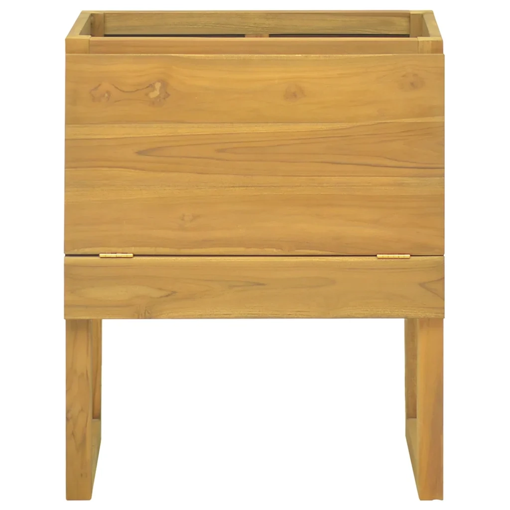 Elegante mobiletto da bagno di design con vano contenitore 60 x 40 x 75 cm realizzato in legno di teak naturale 02_0046967