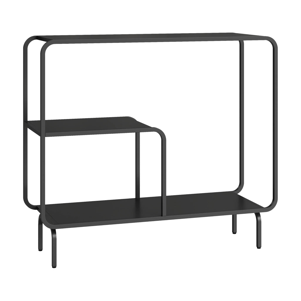 Tavolo a Consolle Færder in Acciaio Scaffale Espositore Stretto 92x33x82 cm Nero Opaco [en.casa]