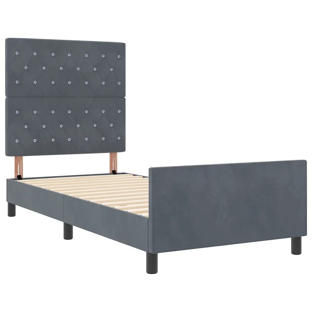 Letto a molle con testiera-Rete con Testiera Grigio scuro 100 x 200 cm Velluto 473085