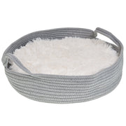 Cuccia morbido lettino per animali domestici in cotone grigio e bianco ø 45 cm