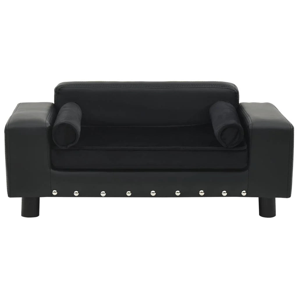 Divano per cani nero 81 cm in peluche e sintetico nero 02_0000208