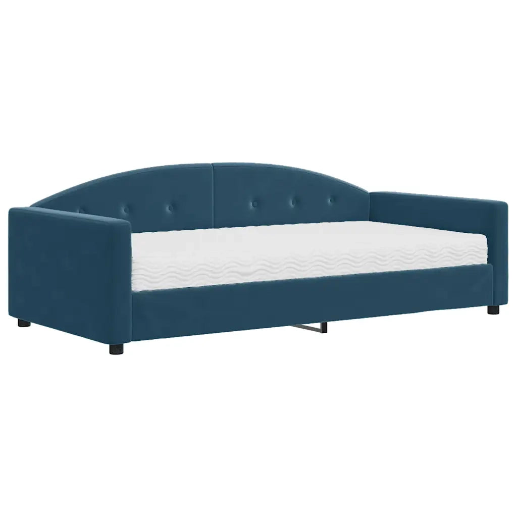 Divano Letto con Materasso Blu 100x200 cm in Velluto