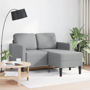 Divano 2 Posti con Chaise a L-Sofa 2 Posti con Chaise Grigio Chiaro 125 cm in Tessuto
