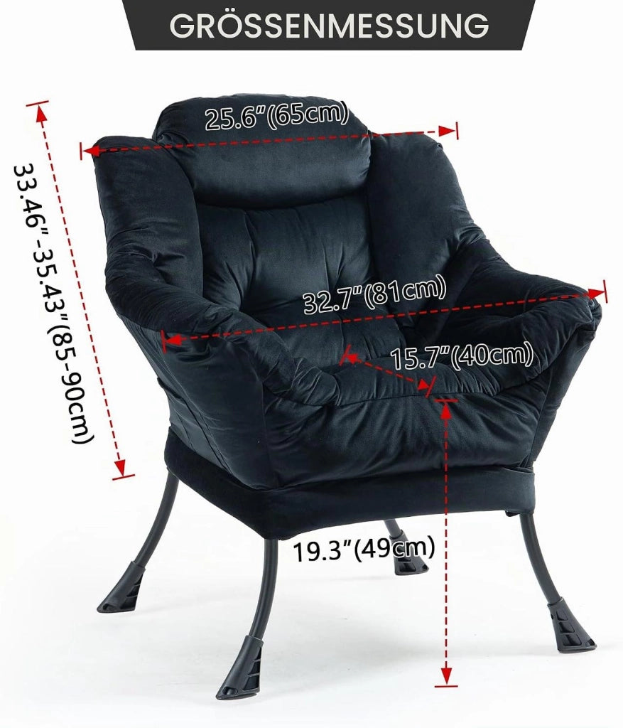 Poltrona relax 81x95 cm in metallo nero con tasca laterale per salotto e balcone