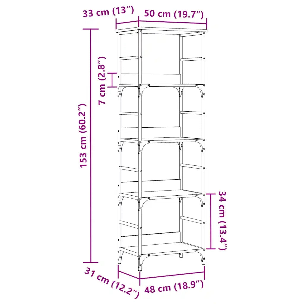 Libreria Legno Antico 50x33x153 cm in Legno Multistrato 857468