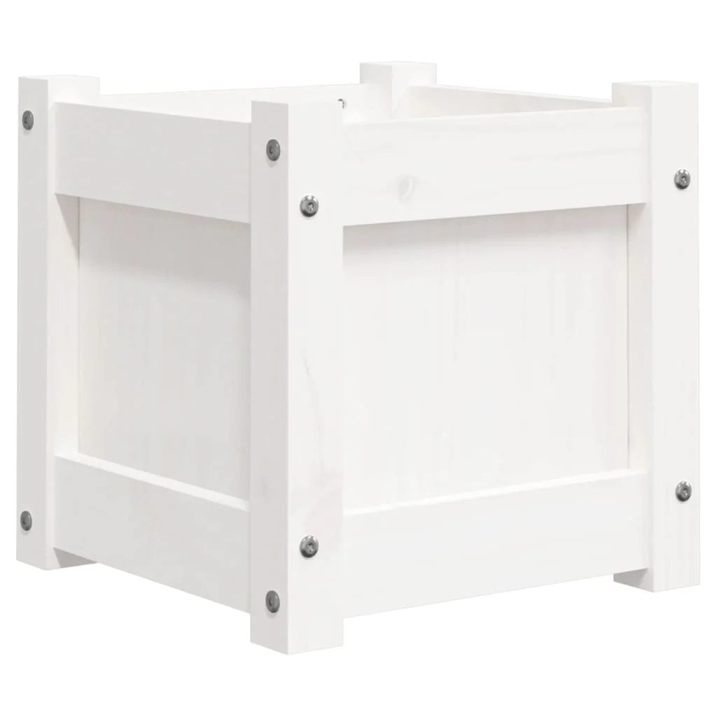 Fioriera rialzata per piante fiori terrazza giardino 31 x 31 x 31 cm legno di pino massiccio bianco 02_0037499