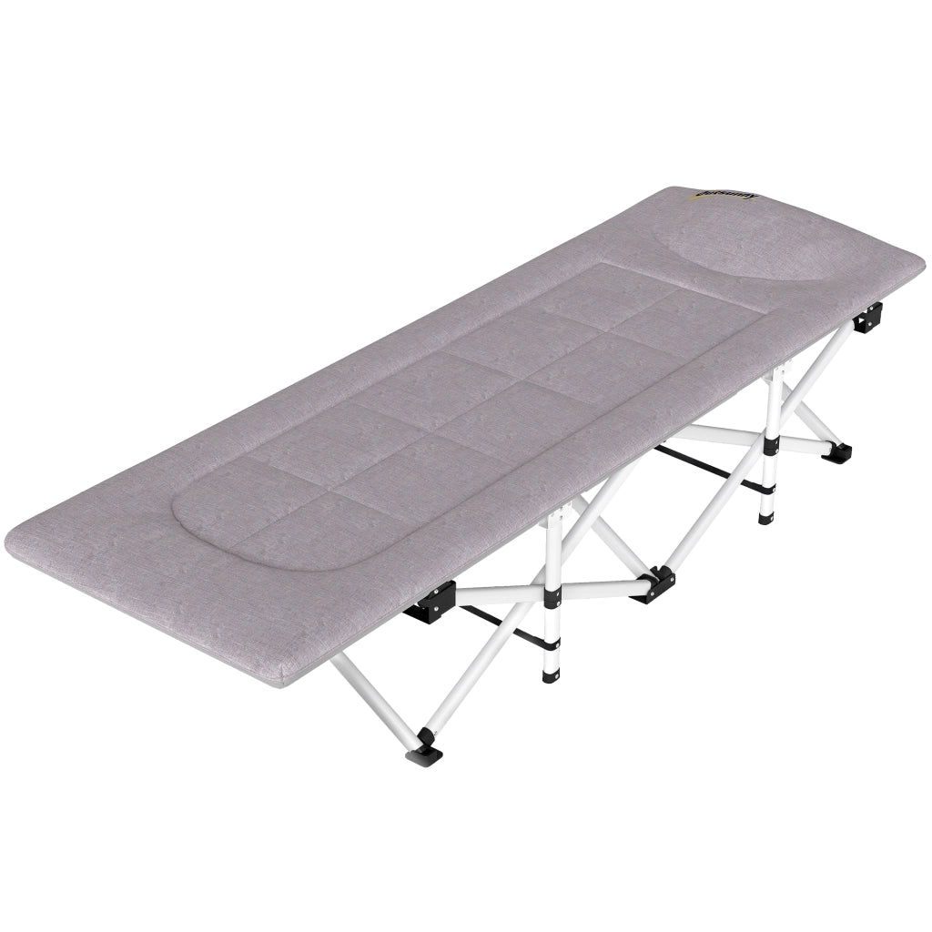 Letto da campeggio pieghevole con materasso e sedia a sdraio ¨C zephmum ¨C 185x65x37 cm grigio