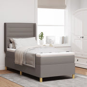 Letto a Molle con Materasso Tortora, 90x200 cm Tessuto