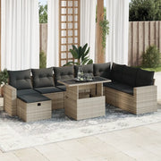 Set Divano da Giardino 9pz con Cuscini Grigio Chiaro Polyrattan 3327842